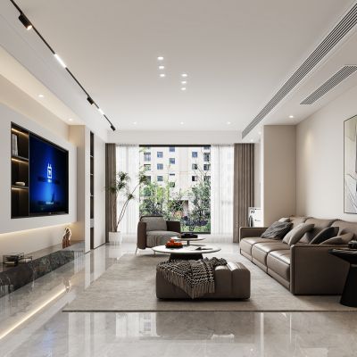 现代客餐厅 沙发茶几组合 入户鞋柜