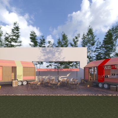 现代网红景观售货车 移动街边小吃车 公园景观小品