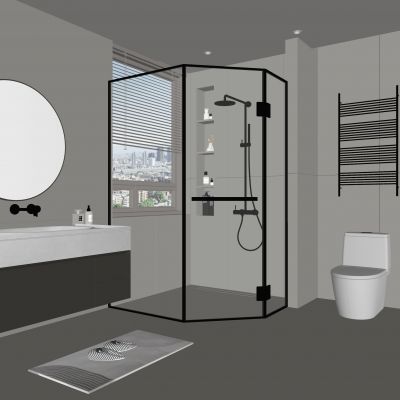 现代卫生间 浴室柜 洗脸盆 镜柜 马桶