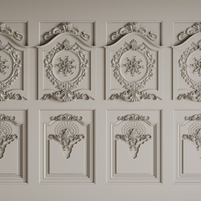 法式背景墙 护墙板 雕花线条