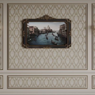 法式背景墙 雕花线条 床头背景墙