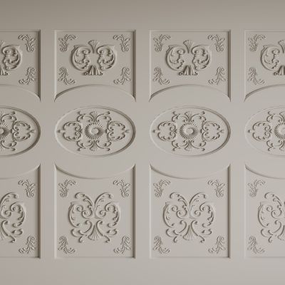 法式背景墙 护墙板 雕花线条