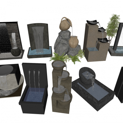 现代景观叠水组合