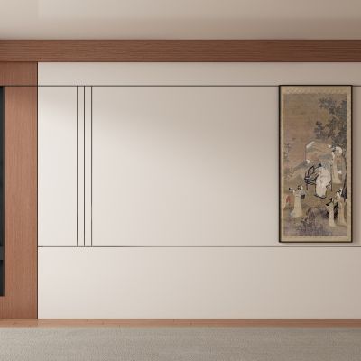 中古风侘寂客厅 餐厅 茶室背景墙