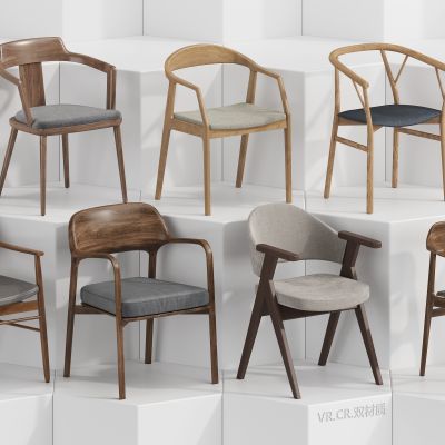 新中式侘寂实木单椅