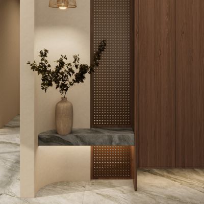 北欧 奶油 中古风 入户 鞋柜 隔断 玄关