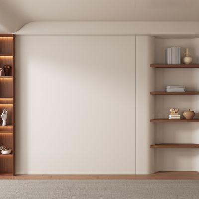 中古风侘寂风客厅 餐厅 茶室背景墙