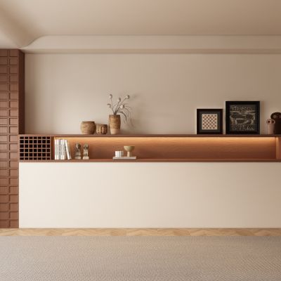 中古风侘寂风客厅 餐厅 茶室背景墙