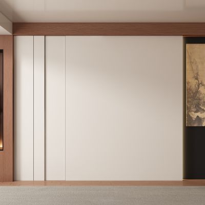 中古风侘寂风客厅 餐厅 茶室背景墙