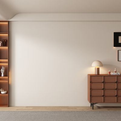 中古风侘寂风客厅 餐厅 茶室背景墙