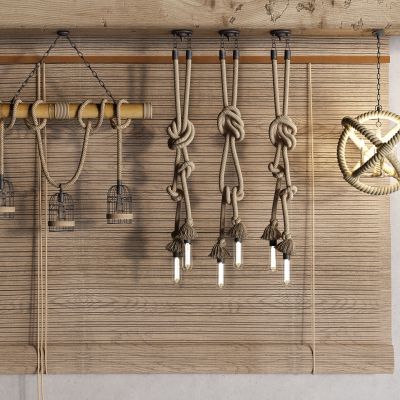 工业风麻绳 藤编吊灯