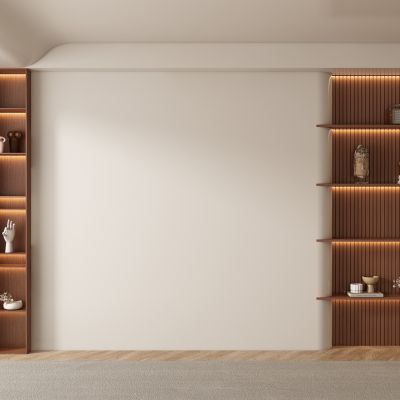 中古风侘寂风客厅 餐厅 茶室背景墙