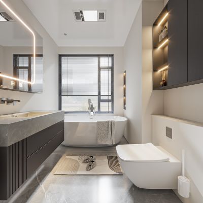 现代卫生间 浴室柜 洗脸盆 镜柜 马桶