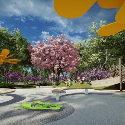 现代昆虫动物文化生态森林科普教育公园广场景观SU模型