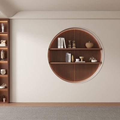 中古风侘寂风客厅 餐厅 茶室背景墙