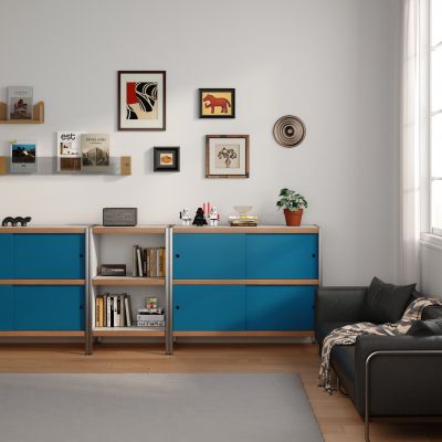 包豪斯推拉门储物柜 装饰柜 收纳置物架 3D模型