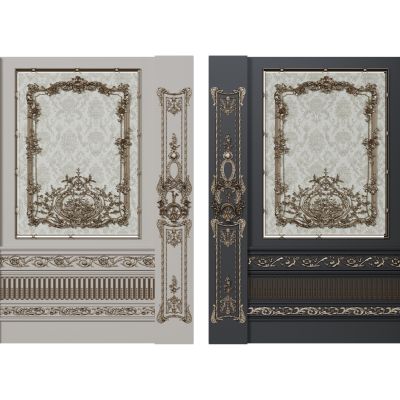 法式背景墙 护墙板 雕花线条