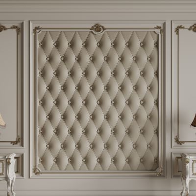 法式背景墙 雕花线条 床头背景墙