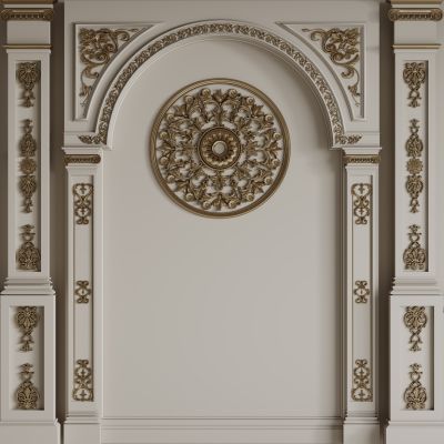 法式背景墙  雕花线条 大厅背景墙