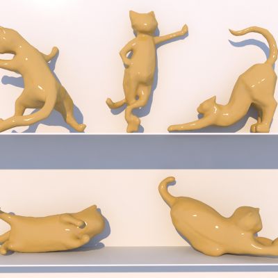 现代猫咪雕塑组合
