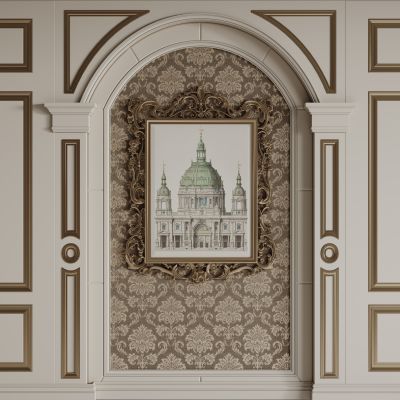 法式背景墙 护墙板 雕花线条