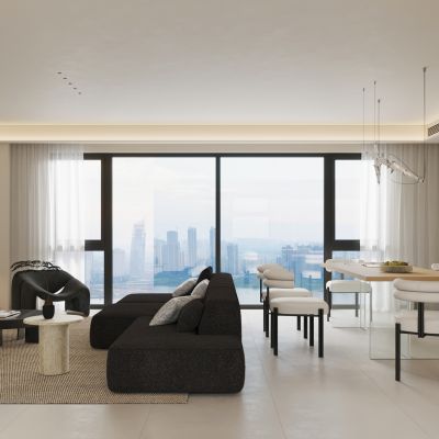 现代黑白极简客餐厅 大平层  无主灯客餐厅 