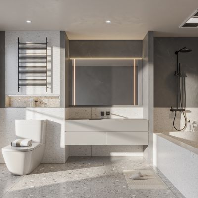 现代卫生间 浴室柜 洗脸盆 镜柜 马桶