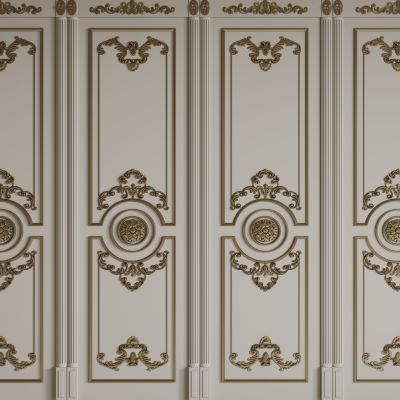 法式背景墙 护墙板 雕花线条