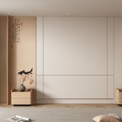 新中式卧室背景墙