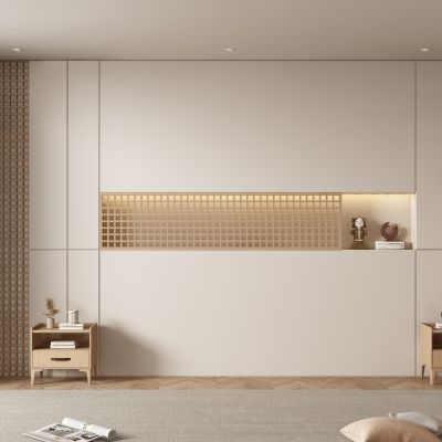 侘寂卧室背景墙