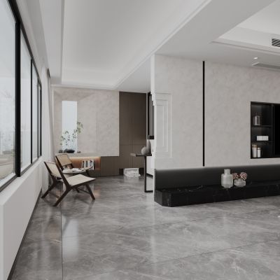 现代中古玄关过道 艺术漆造型 装饰柜 扫地机 休闲椅 摆件