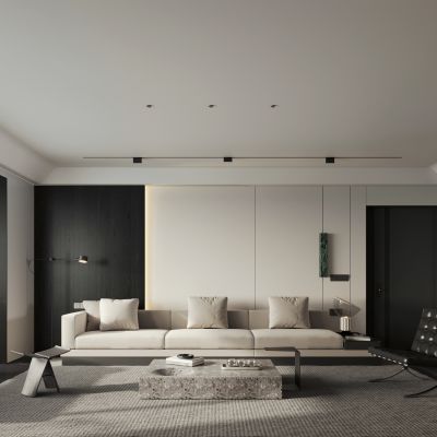 现代简约黑白灰客餐厅  意式客餐厅