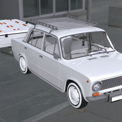 经典拉达汽车加拖车