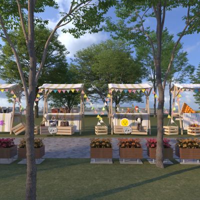 现代商业集市摊位