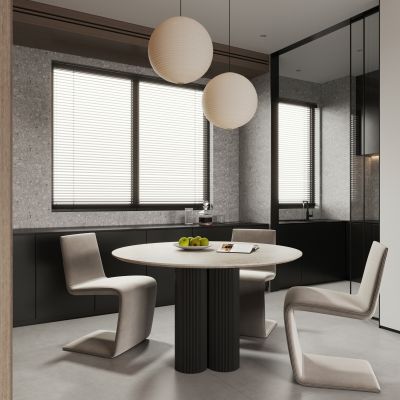 现代简约黑白餐厅 极简餐桌椅