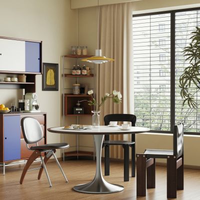 中古风餐桌椅餐边柜 郁金香餐桌 中古风餐厅 转角柜