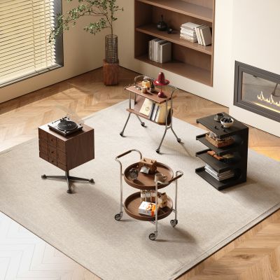 中古风移动边几 角几 实木边几 圆边几3D模型