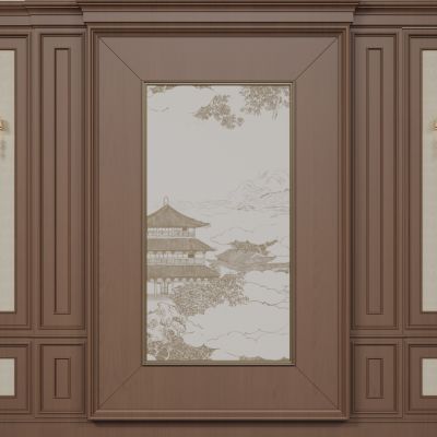 法式背景墙 雕花线条 床头背景墙