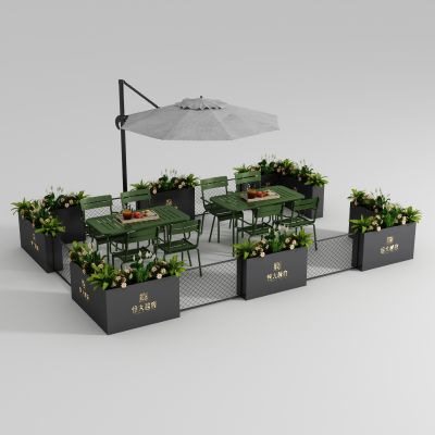 户外咖啡桌椅及隔断