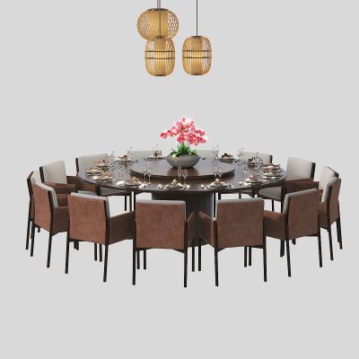 新中式包间餐桌椅组合