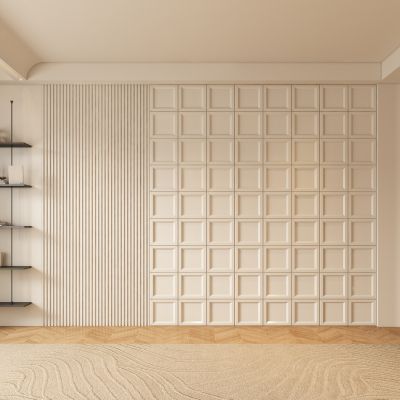 现代奶油客厅背景墙