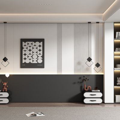 现代卧室背景墙