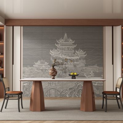 新中式中古风餐厅 餐桌椅