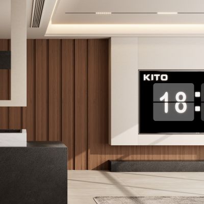 意式 奶油 中古风 无主灯 悬浮顶 入户岛台 客餐厅 电视墙