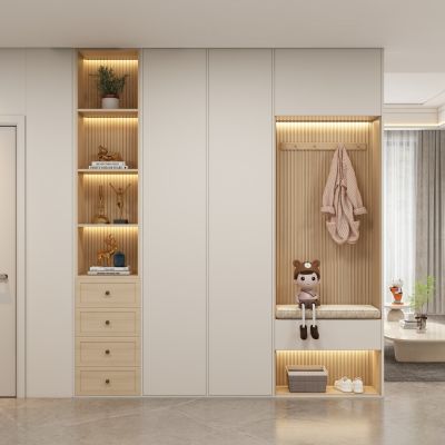 现代奶油风玄关鞋柜隔断 过道