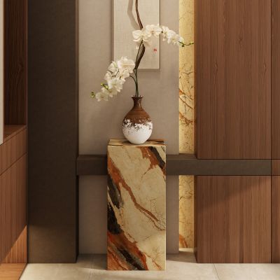 新中式 奶油 中古风 岩板 鞋柜 入户隔断 玄关