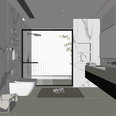 现代卫生间 浴室柜 洗脸盆 镜柜 马桶