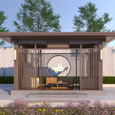 新中式别墅庭院花园凉亭 景观凉亭