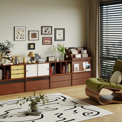 现代中古风组合柜 展示柜 书柜 储物柜