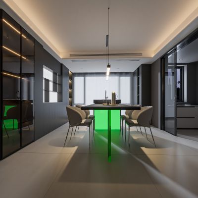 现代家居餐厅 餐桌椅组合 酒柜组合 饰品